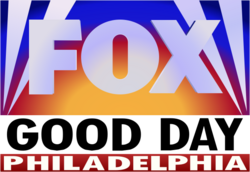 FOX Good Day Philadelphia logo with bold white and orange FOX above GOOD DAY in black on white, and PHILADELPHIA in white on a red background at the bottom.
